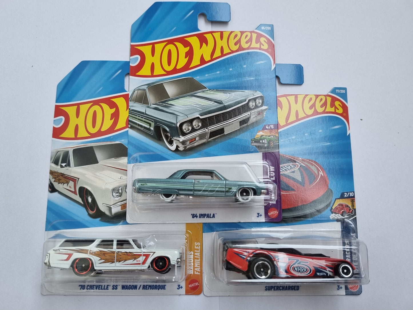 Hot Wheels 3 Car Combo β β64 Impala, β70 Chevelle SS Wagon & Supercharged | 1:64 Die-Cast Set