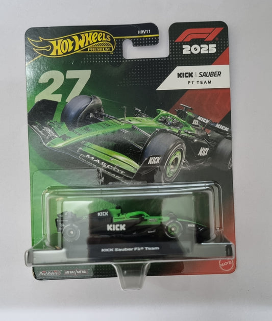 Hot Wheels Premium 2025 F1 KICK Sauber Team Die-Cast Car (1:64 Scale) – Metal Body Collectible