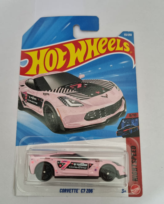 Hot Wheels F Case 2026 – Corvette C7 Z06 | 1:64 Scale Nightburnerz Series (Pink Edition)