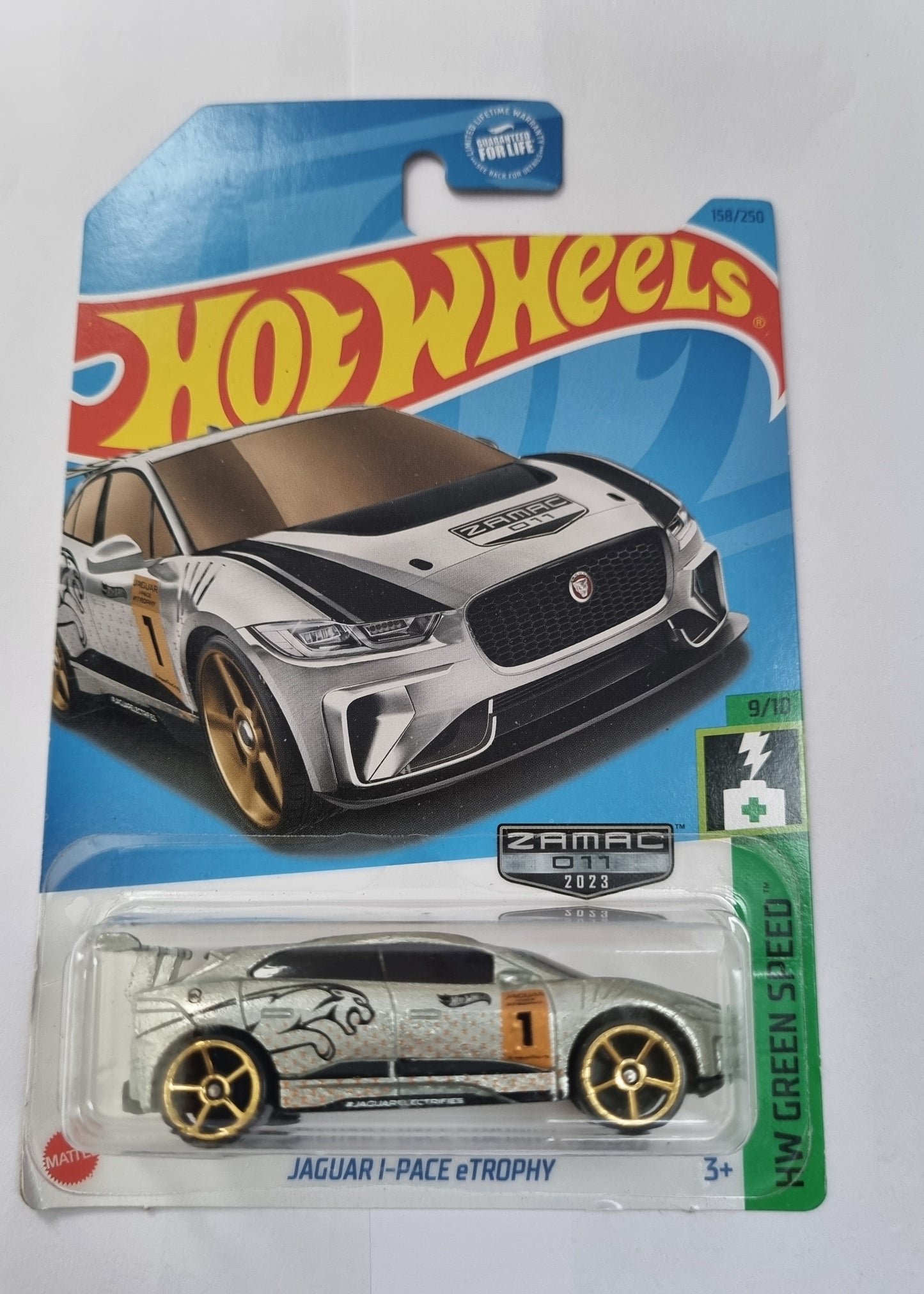 Hot Wheels Jaguar I-PACE eTROPHY Zamac 2023 US Imported Guaranteed For Life Card