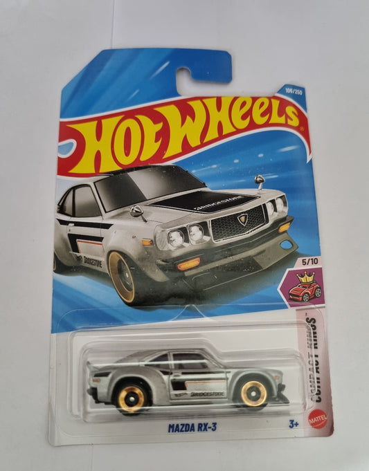 Hot Wheels F Case 2026 – Mazda RX-3 (Custom) | 1:64 Scale Compact Kings Series (Silver)