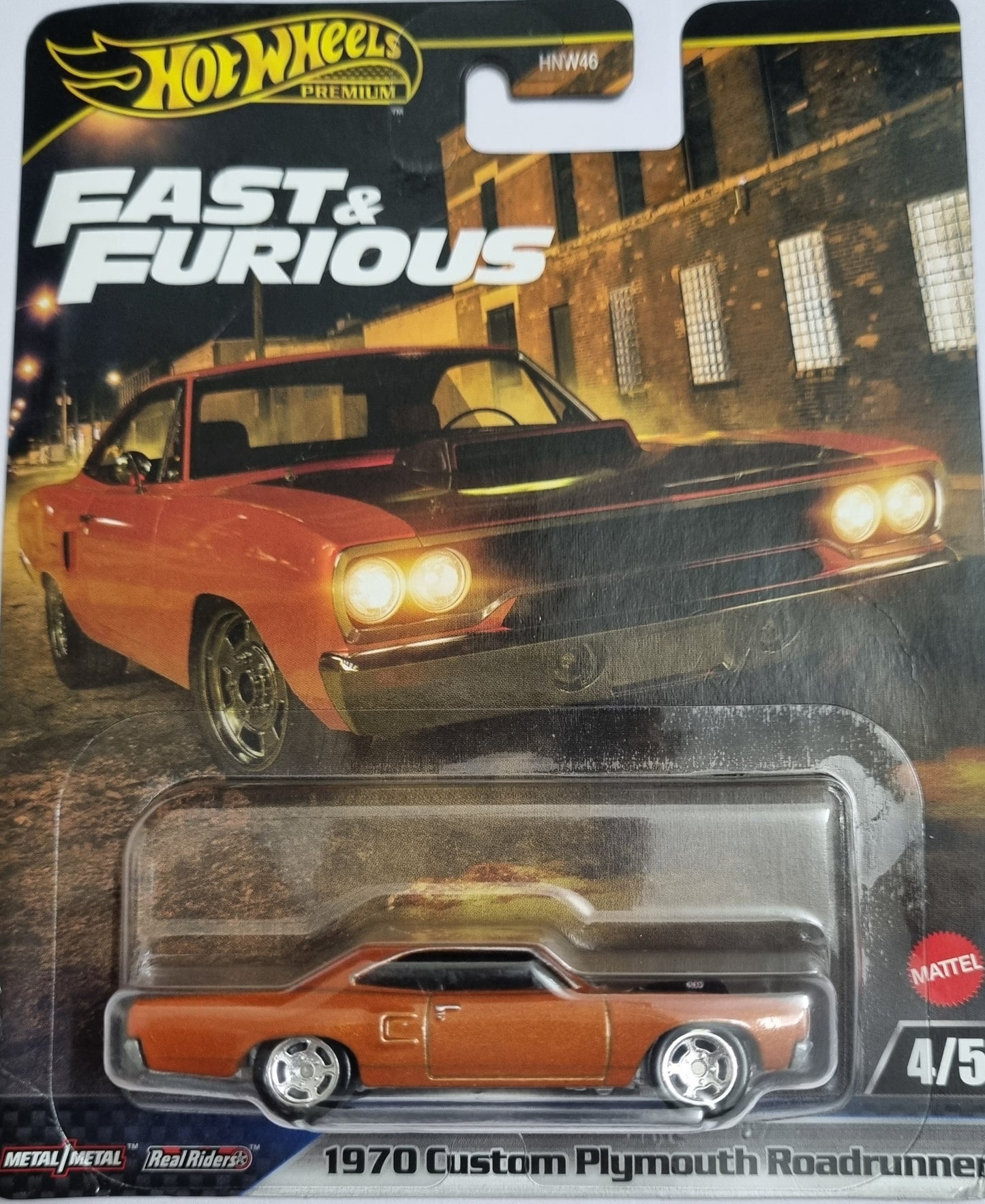 Hot Wheels Premium Fast & Furious 1970 Custom Plymouth Road Runner – Metal/Metal Real Riders 1:64 Die-Cast
