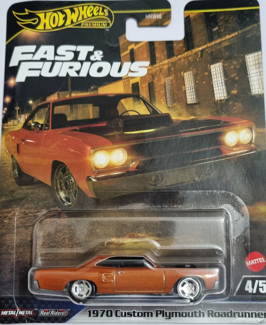 Hot Wheels Premium Fast & Furious 1970 Custom Plymouth Road Runner – Metal/Metal Real Riders 1:64 Die-Cast