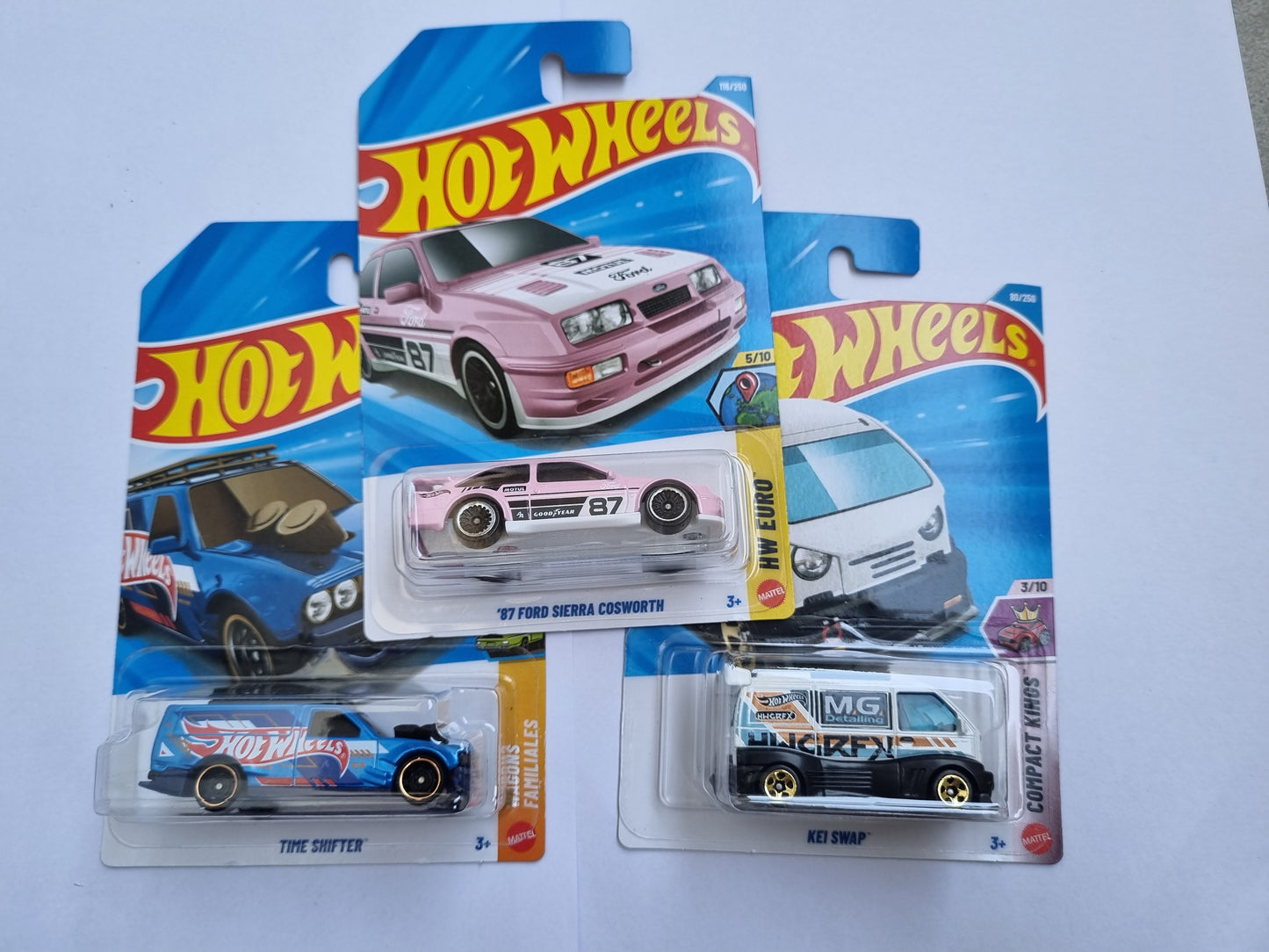 Hot Wheels 3 Car Combo – ’87 Ford Sierra Cosworth, Time Shifter & Kei Swap | 1:64 Die-Cast Set