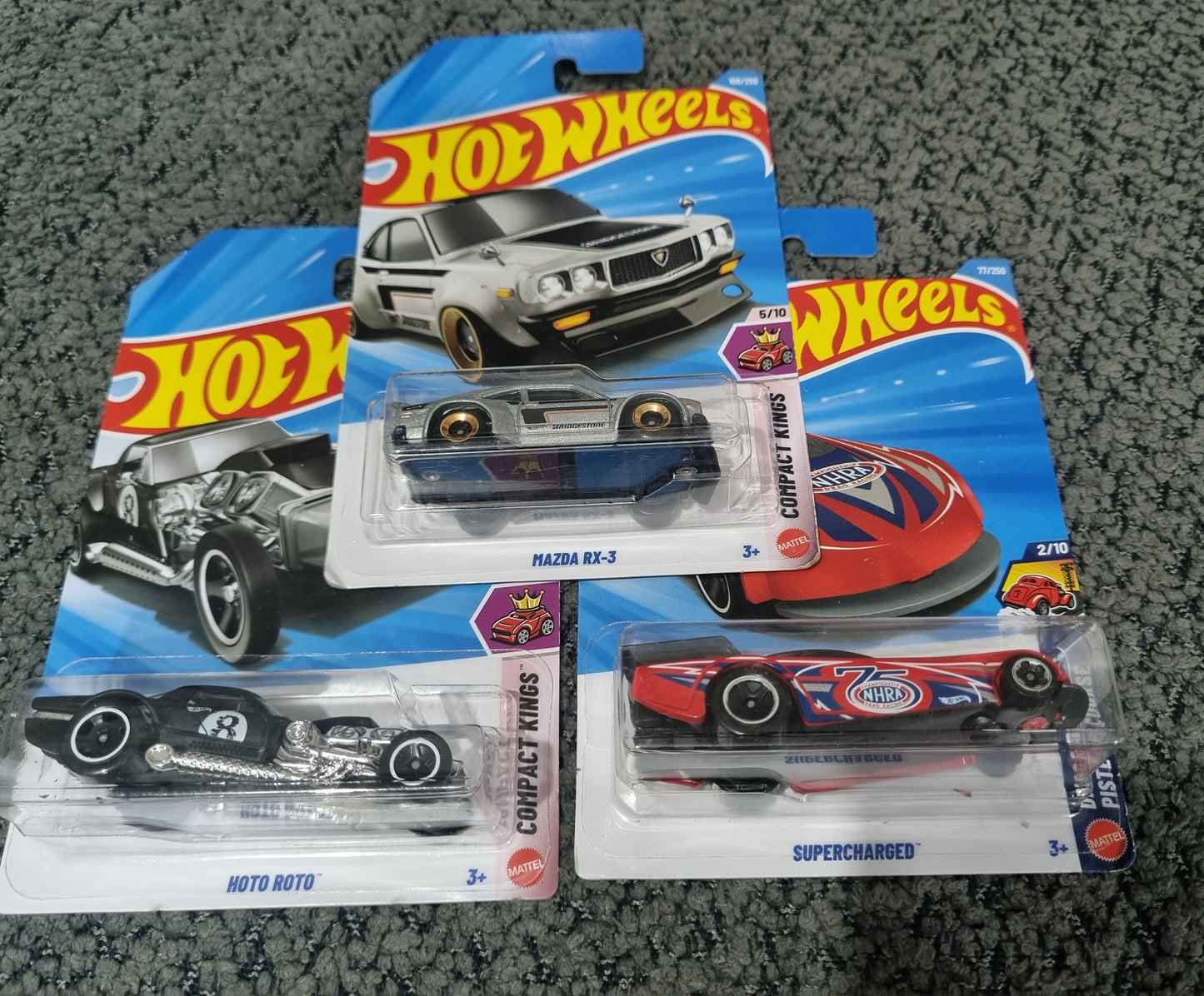 Hot Wheels 2026 Combo Pack (SET S2.1) – Mazda RX-3, Supercharged & Hoto Roto (Set of 3 Die-Cast Cars)