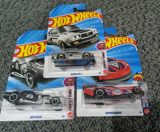 Hot Wheels 2026 Combo Pack (SET S2.1) – Mazda RX-3, Supercharged & Hoto Roto (Set of 3 Die-Cast Cars)