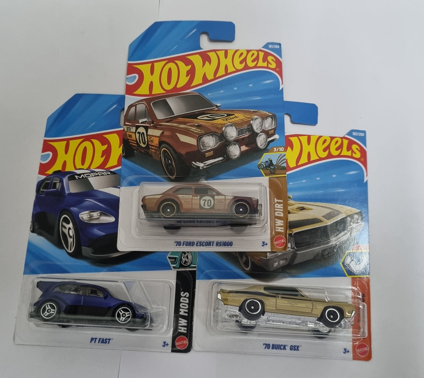 Hot Wheels J Case 2026 Combo Pack – ’70 Ford Escort RS1600, PT Fast & ’70 Buick GSX
