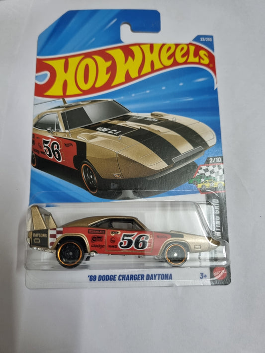 Hot Wheels '69 Dodge Charger Daytona (Gold) – Imported A Case Die-Cast Collectible Car 1:64 Scale