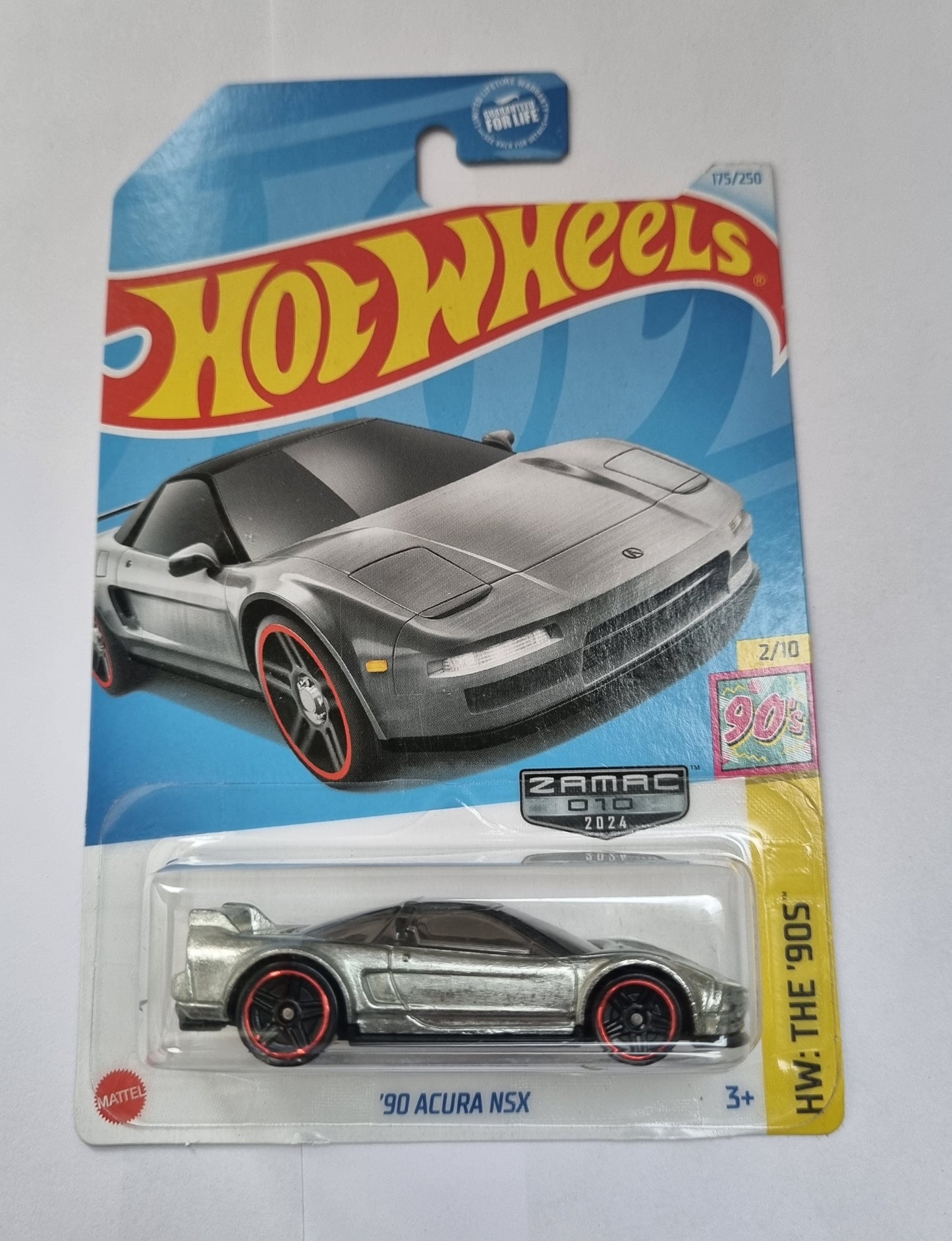 Hot Wheels ’90 Acura NSX Zamac 2024 US Imported Guaranteed For Life Card