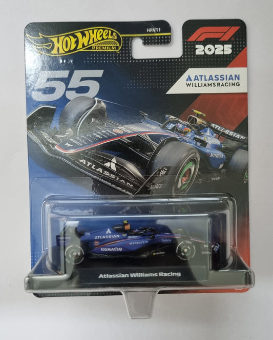 Hot Wheels Premium 2025 Atlassian Williams Racing F1 Die-Cast Car (1:64 Scale) – Metal Collectible