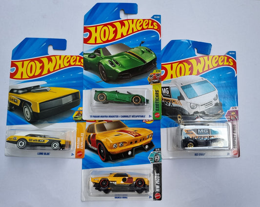 Hot Wheels F Case 2026 Combo Pack – 17 Pagani Huayra Roadster + Kei Swap + Long Bloc + Vans & Wheels | 1:64 Die-Cast Cars (Set of 4)