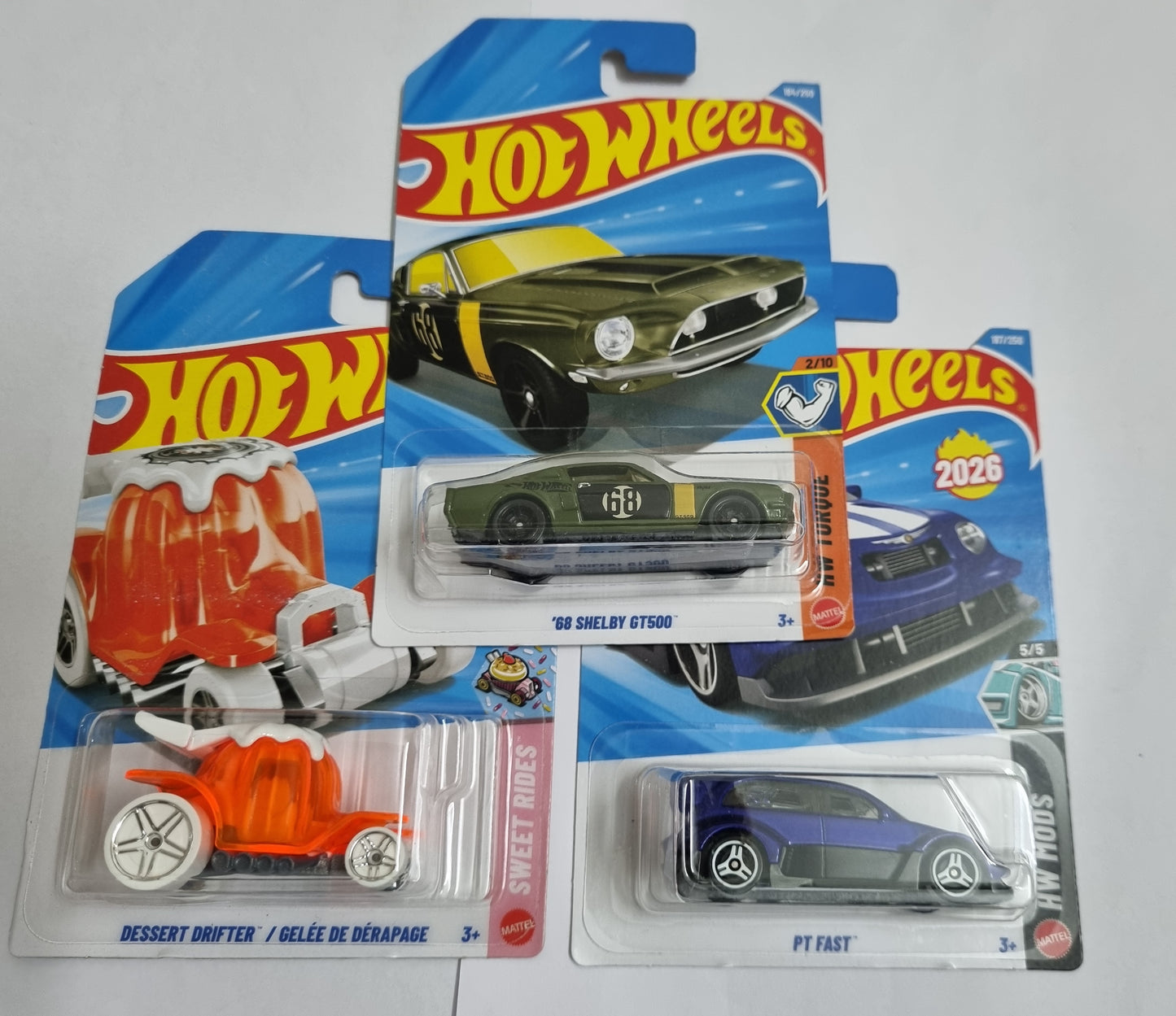 Hot Wheels J Case 2026 ’68 Shelby GT500 + Dessert Drifter + PT Fast Die-Cast Car Combo Pack