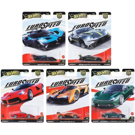 Hot Wheels Premium Euro Speed Complete Set of 5 Cars | Imported Car Culture Series | Real Riders | Metal/Metal