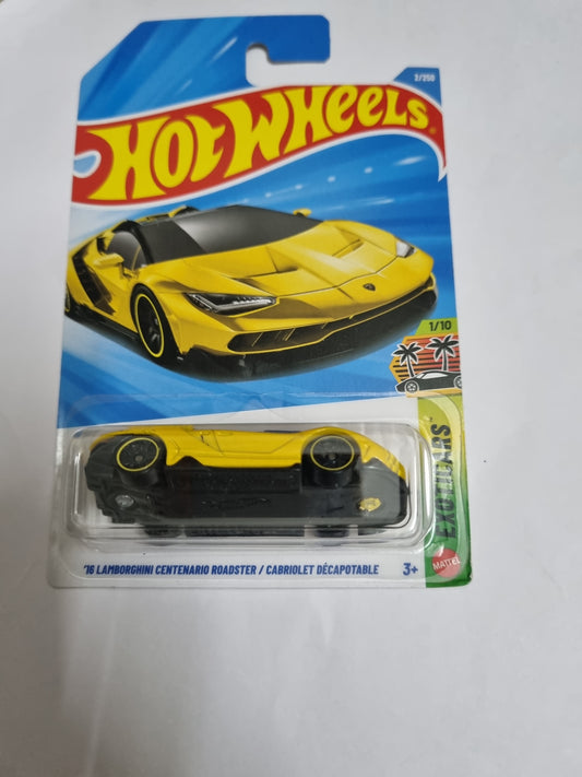 Hot Wheels '16 Lamborghini Centenario Roadster Yellow – Imported A Case Die-Cast Collectible Car 1:64 Scale
