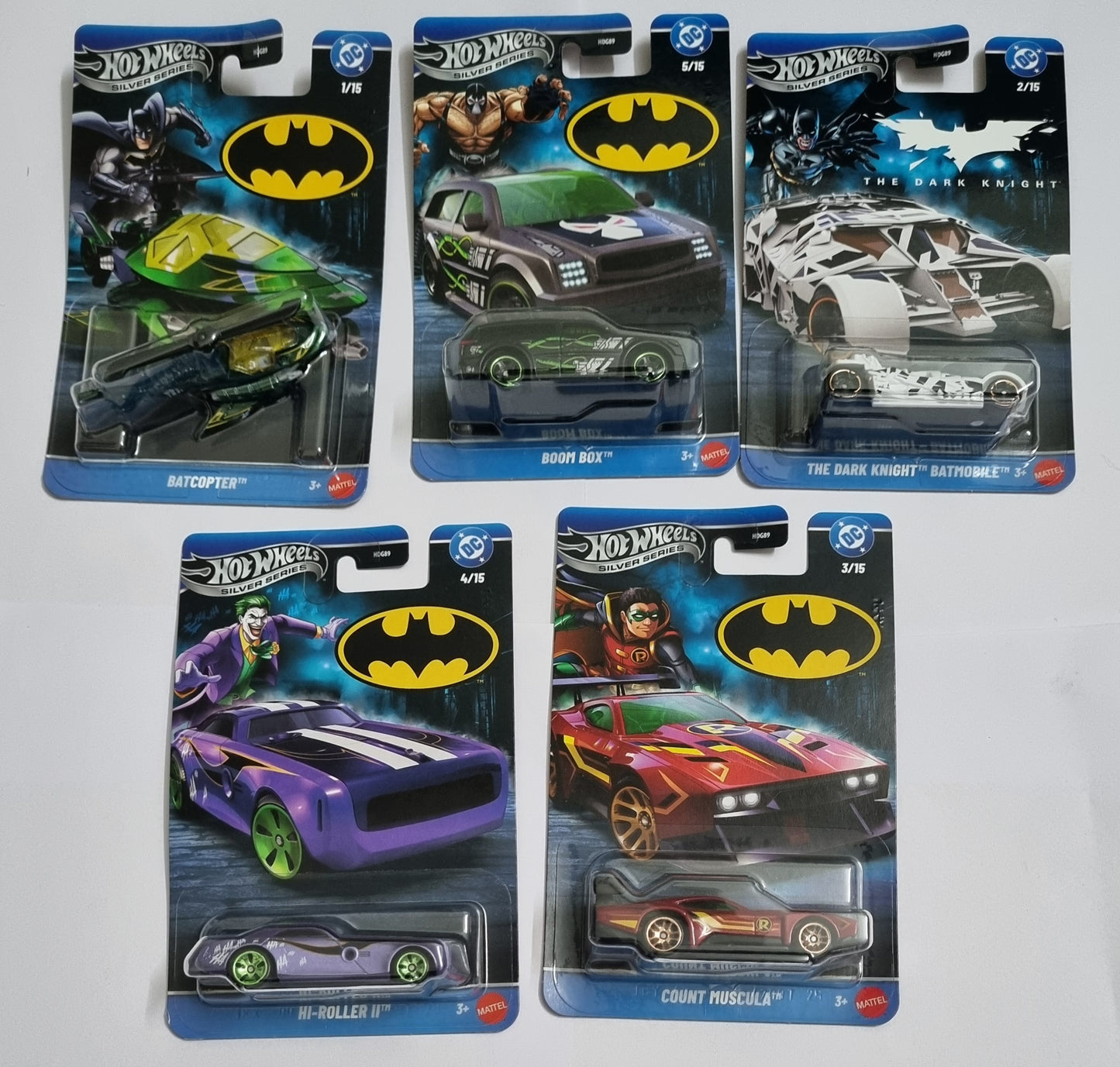 Hot Wheels DC Batman 5 Car Set – Silver Series Combo