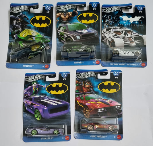 Hot Wheels DC Batman 5 Car Set – Silver Series Combo