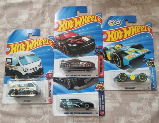 Hot Wheels 2026 F Case IMPORTED Combo (SET-F4.7) – 2020 Ford Mustang Shelby GT500, Honda Civic Custom/Personnalise , Kei Swap  & Flippin Fast (Set of 4)