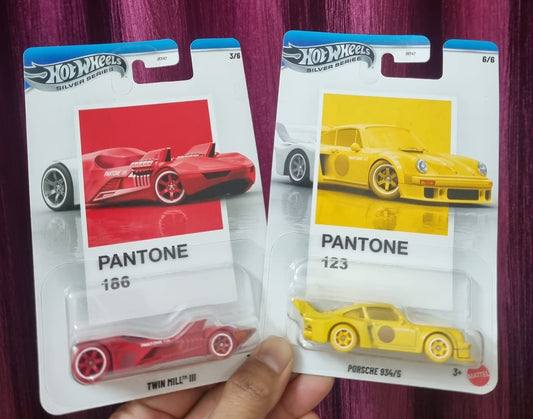 Hot Wheels Silver Series Pantone Combo – Twin Mill III (Pantone 186) & Porsche 934/5 (Pantone 123) | 1:64 Die-Cast