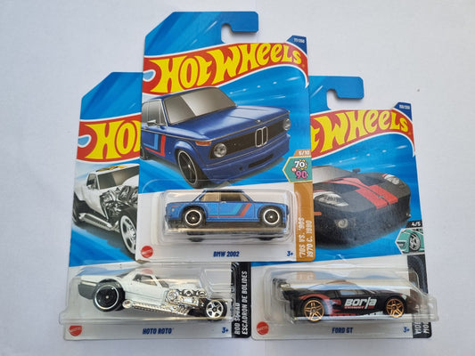 Hot Wheels 2025 M Case Combo – BMW 2002 / Hoto Roto / Ford GT (Imported)