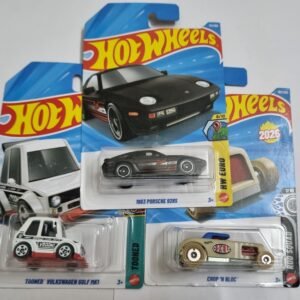 hot wheels j case 2026 combo pack – 1983 porsche 928s, tooned volkswagen golf mk1 & chop ’n bloc