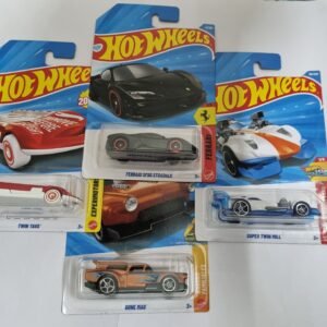 hot wheels j case ferrari sf90 stradale + twin tags + super twin mill + gone mad combo pack