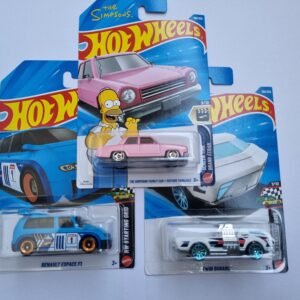 hot wheels 3 car combo – the simpsons family car, renault espace f1 & twin dorado | 1:64 die cast set