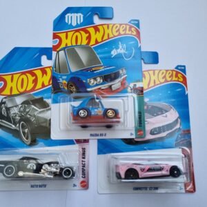 hot wheels 3 car combo – mazda rx 3, corvette c7 z06 & hoto roto | 1:64 die cast collectible set