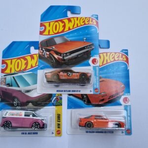 hot wheels 3 car combo – nissan skyline 2000 gt r, mazda savanna rx 7 fc3s & vw id. buzz bomb | 1:64 die cast set