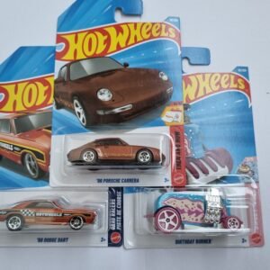 hot wheels 3 car combo – ’96 porsche carrera, ’68 dodge dart & birthday burner | 1:64 die cast set