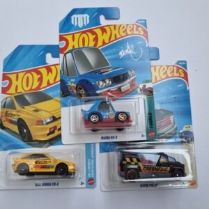 hot wheels 3 car combo – mazda rx 3, 1985 honda cr x & rapid pulse | 1:64 die cast collectible set