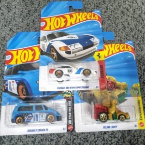 hot wheels 2026 combo pack (set s1.2) – ferrari 365 gtb4 competizione, renault espace f1 & feline lucky (set of 3 die cast cars)