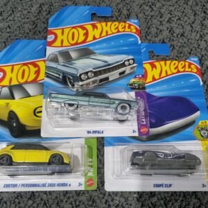 hot wheels 2025 combo pack (set s4.2) – ’64 impala, custom/personnalise 2020 honda e & coupe clip (1:64 die cast cars set)