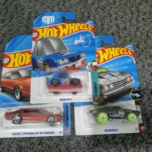 hot wheels 2025 combo pack (set s4.3) – mazda rx 3, custom/personnalise 66 toronado & ’69 chevelle (1:64 die cast cars set)