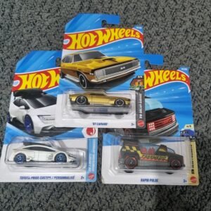 hot wheels 2025 combo pack (set s5.3) – ’67 camaro, toyota prius custom/personnelise & rapid pulse (die cast cars set)