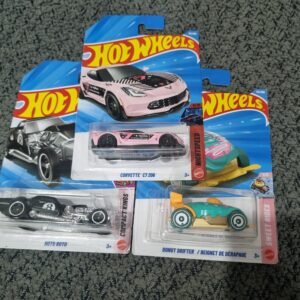 hot wheels 2025 combo pack (set s2.4) – corvette c7 z06, moto roto & donut drifter/beignet de derapage (die cast cars set)