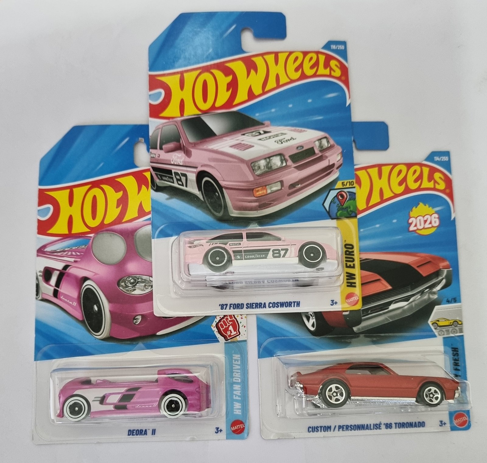 hot wheels f case 2026 combo pack – 87 ford sierra cosworth + deora ii + custom ’66 toronado | 1:64 die cast cars (set of 3) hot wheels f case 2026 combo pack – 87 ford sierra cosworth + deora ii + custom ’66 toronado | 1:64 die cast cars (set of 3)