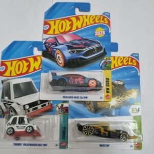 hot wheels j case 2026 combo pack – mercedes benz cla hw, tooned volkswagen golf mk1 & wattzup