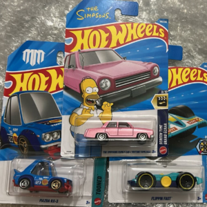 hot wheels f case 2026 combo pack – simpsons family car + mazda rx 3 (tooned) + flippin fast | 1:64 die cast cars (set of 3)
