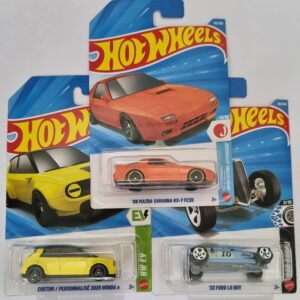 hot wheels f case 2026 combo pack – 89 mazda rx 7 fc3s + honda e (custom) + ’33 ford lo boy | 1:64 die cast cars (set of 3)