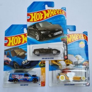 hot wheels f case 2026 combo pack – 2019 audi r8 spyder + time shifter + eggshell racer | 1:64 die cast cars (set of 3)