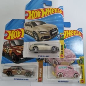 hot wheels j case 2026 combo pack – ’17 audi rs 6 avant, ’70 ford escort rs1600 & roller toaster