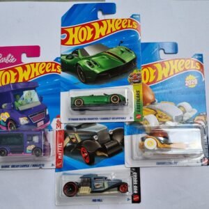 hot wheels f case 2026 combo pack – 17 pagani huayra roadster + barbie dream camper + mid mill + eggshell racer | 1:64 die cast set of 4