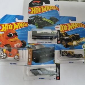 hot wheels j case kick sauber f1 team + duck n’ roll + wattzup + batmobile combo pack