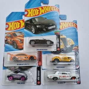 hot wheels 6 car combo pack – audi r8 spyder, cadillac ats v r, pass’n gasser, dodge 330 & more | 1:64 die cast set