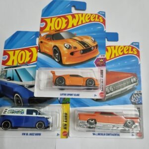 hot wheels j case 2026 combo pack – lotus sport elise, vw id. buzz bomb & ’64 lincoln continental