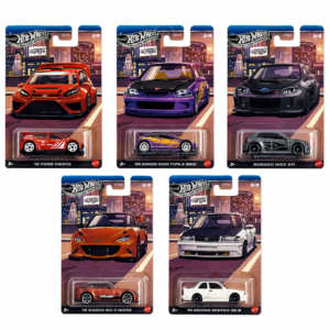 hot wheels silver series compact kings complete set of 5 cars – imported jdm collection | honda civic ek9, subaru wrx sti, mazda mx 5 miata, nissan sentra se r & ford fiesta