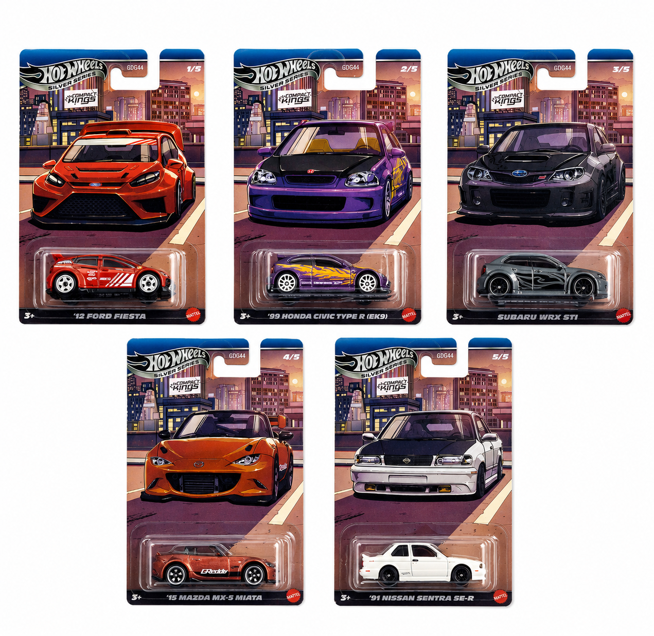 hot wheels silver series compact kings complete set of 5 cars – imported jdm collection | honda civic ek9, subaru wrx sti, mazda mx 5 miata, nissan sentra se r & ford fiesta hot wheels silver series compact kings complete set of 5 cars – imported jdm collection | honda civic ek9, subaru wrx sti, mazda mx 5 miata, nissan sentra se r & ford fiesta