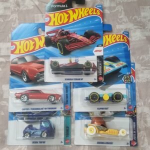 hot wheels 2026 f case imported combo (set f1.1) – scuderia ferrari hp, custom/personnalise ’66 toronado, deora tod nd, flippin fast & eggshelleracer (set of 5)