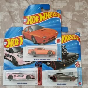 hot wheels 2026 f case imported combo (set f2.2) – ’89 mazda savanna rx 7 fc3s, corvette c7 z06 & rodger dodger (set of 3)