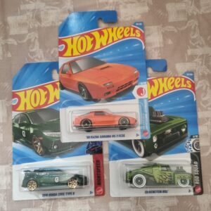 hot wheels 2026 f case imported combo (set f3.5) – ’89 mazda savanna rx 7 fc3s, 2018 honda civic type r & erikstein rod (set of 3)